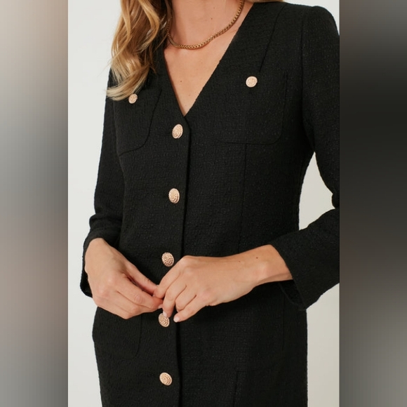 $188 Black Tweed Keira Dress Tuckernuck Xl - Picture 2 of 10